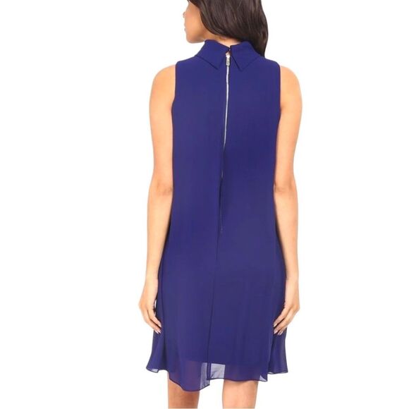 Vince Camuto Dress Blue Chiffon Trapeze Swing Cocktail Dress Size 4 - Picture 3 of 9
